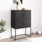 vidaXL Buffet noir acier Buffet moyen rectangulaire industriel