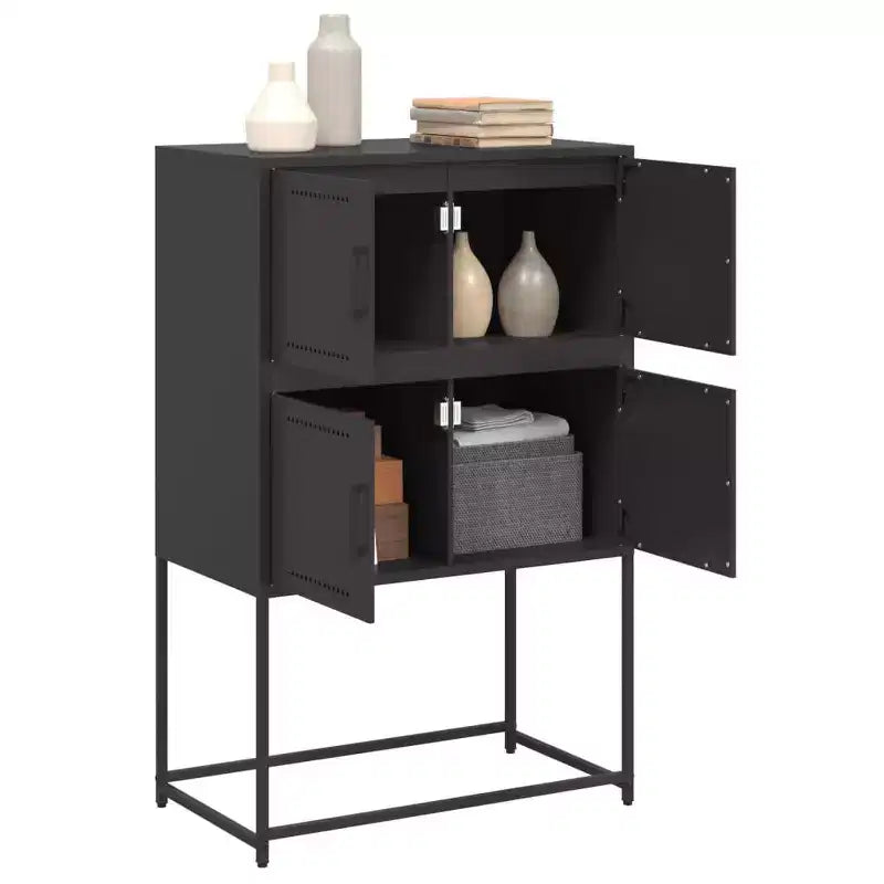 vidaXL Buffet noir acier Buffet moyen rectangulaire industriel