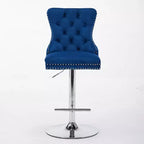 Lot de 2 tabourets de bar pivotants Okak, hauteur réglable de 63,5 à 83,8 cm, en velours avec capitonnage en losange et assise à ressorts, pour bar à domicile, îlot de cuisine