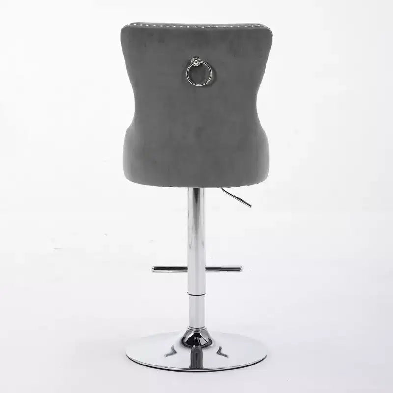 Lot de 2 tabourets de bar pivotants Okak, hauteur réglable de 63,5 à 83,8 cm, en velours avec capitonnage en losange et assise à ressorts, pour bar à domicile, îlot de cuisine