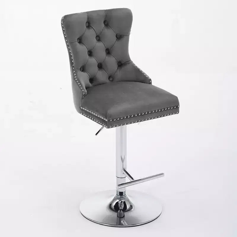 Lot de 2 tabourets de bar pivotants Okak, hauteur réglable de 63,5 à 83,8 cm, en velours avec capitonnage en losange et assise à ressorts, pour bar à domicile, îlot de cuisine