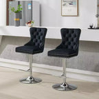 Lot de 2 tabourets de bar pivotants Okak, hauteur réglable de 63,5 à 83,8 cm, en velours avec capitonnage en losange et assise à ressorts, pour bar à domicile, îlot de cuisine