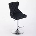 Lot de 2 tabourets de bar pivotants Okak, hauteur réglable de 63,5 à 83,8 cm, en velours avec capitonnage en losange et assise à ressorts, pour bar à domicile, îlot de cuisine