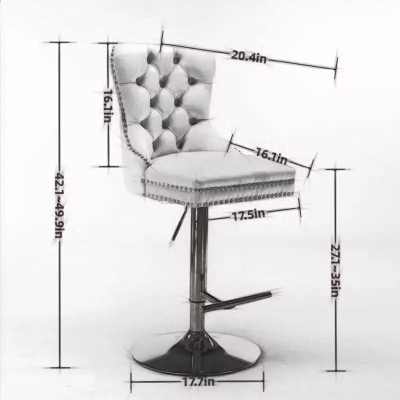 Lot de 2 tabourets de bar pivotants Okak, hauteur réglable de 63,5 à 83,8 cm, en velours avec capitonnage en losange et assise à ressorts, pour bar à domicile, îlot de cuisine