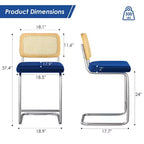 Okak Lot de 2 tabourets de comptoir de 61 cm, tabourets de bar rembourrés en cuir PU avec dossier en rotin naturel, chaises de bar modernes sans accoudoirs pour îlot de cuisine
