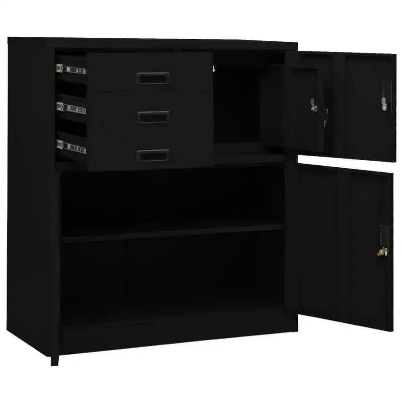 vidaXL Meuble de rangement classeur de bureau avec serrure pour bureau à domicile Acier - Gris clair Sans jardinière
