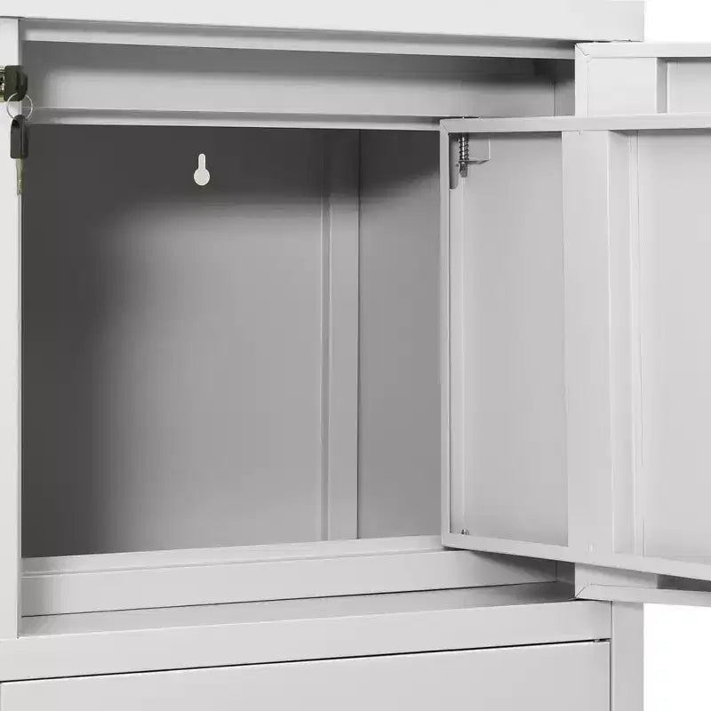 vidaXL Meuble de rangement classeur de bureau avec serrure pour bureau à domicile Acier - Gris clair Sans jardinière