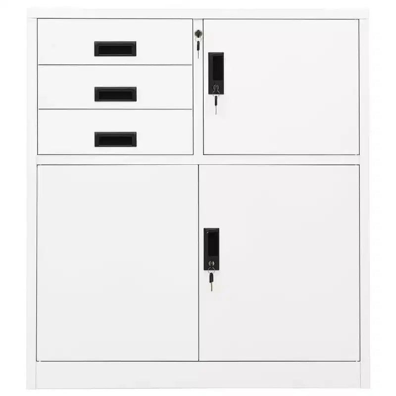 vidaXL Meuble de rangement classeur de bureau avec serrure pour bureau à domicile Acier - Gris clair Sans jardinière