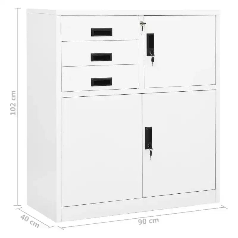 vidaXL Meuble de rangement classeur de bureau avec serrure pour bureau à domicile Acier - Gris clair Sans jardinière