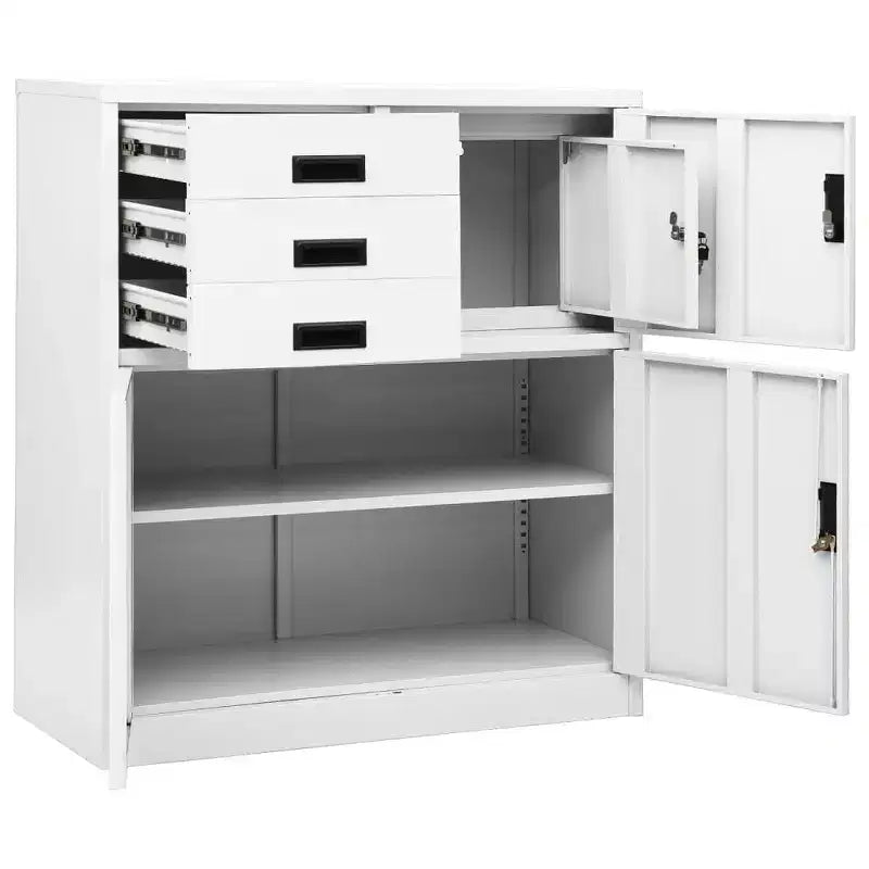 vidaXL Meuble de rangement classeur de bureau avec serrure pour bureau à domicile Acier - Gris clair Sans jardinière