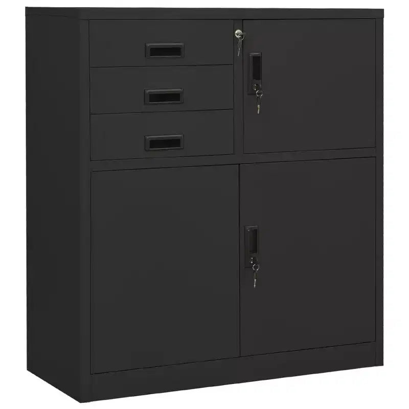 vidaXL Meuble de rangement classeur de bureau avec serrure pour bureau à domicile Acier - Gris clair Sans jardinière