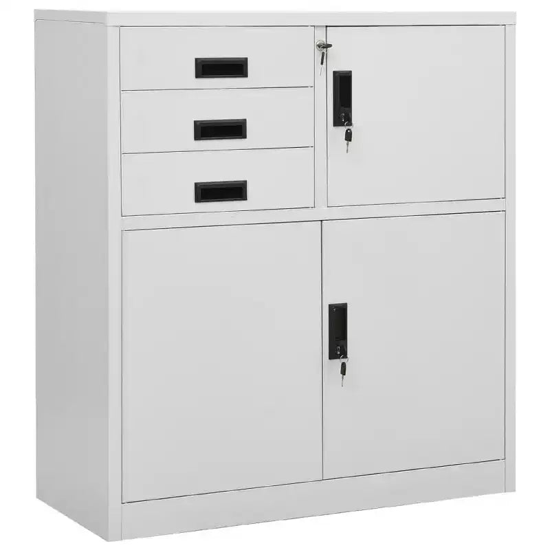 vidaXL Meuble de rangement classeur de bureau avec serrure pour bureau à domicile Acier - Gris clair Sans jardinière