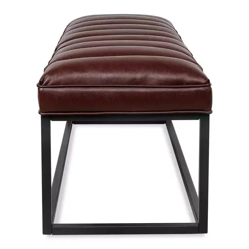 TUYOHW Banc capitonné en cuir PU de 54 pouces avec base en métal, banc d'entrée moderne pour chambre à coucher et salon
