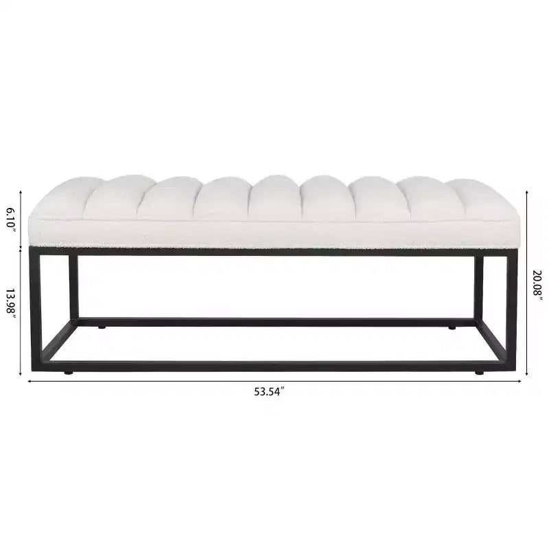 TUYOHW Banc capitonné en cuir PU de 54 pouces avec base en métal, banc d'entrée moderne pour chambre à coucher et salon