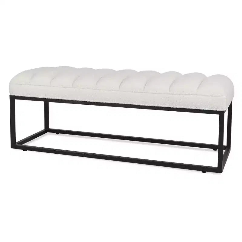 TUYOHW Banc capitonné en cuir PU de 54 pouces avec base en métal, banc d'entrée moderne pour chambre à coucher et salon