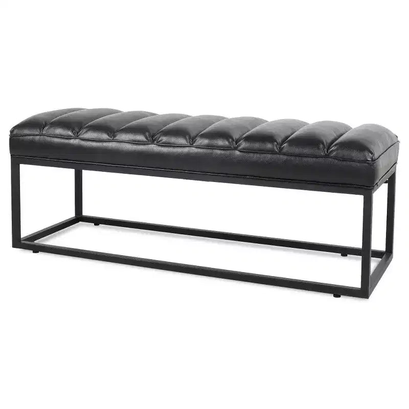 TUYOHW Banc capitonné en cuir PU de 54 pouces avec base en métal, banc d'entrée moderne pour chambre à coucher et salon