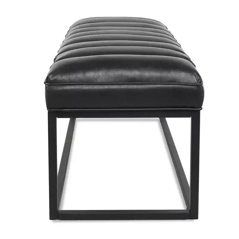TUYOHW Banc capitonné en cuir PU de 54 pouces avec base en métal, banc d'entrée moderne pour chambre à coucher et salon