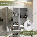 MAYEERTY 40 Armoire à pharmacie avec miroir, Meuble de rangement de salle de bain avec porte miroir, étagères, porte vitrée pour salle de bain Blanc