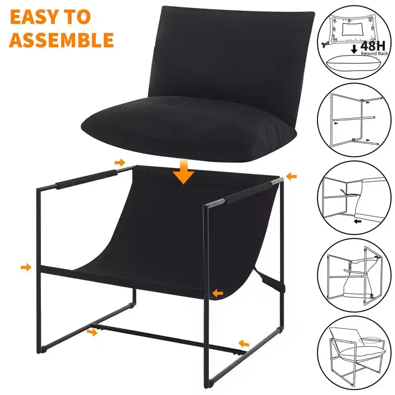 Fauteuil de salon, Fauteuil d'appoint moderne du milieu du siècle, Fauteuil de lecture confortable avec coussin en mousse déchiquetée pour salles de lecture, chambres, balcon