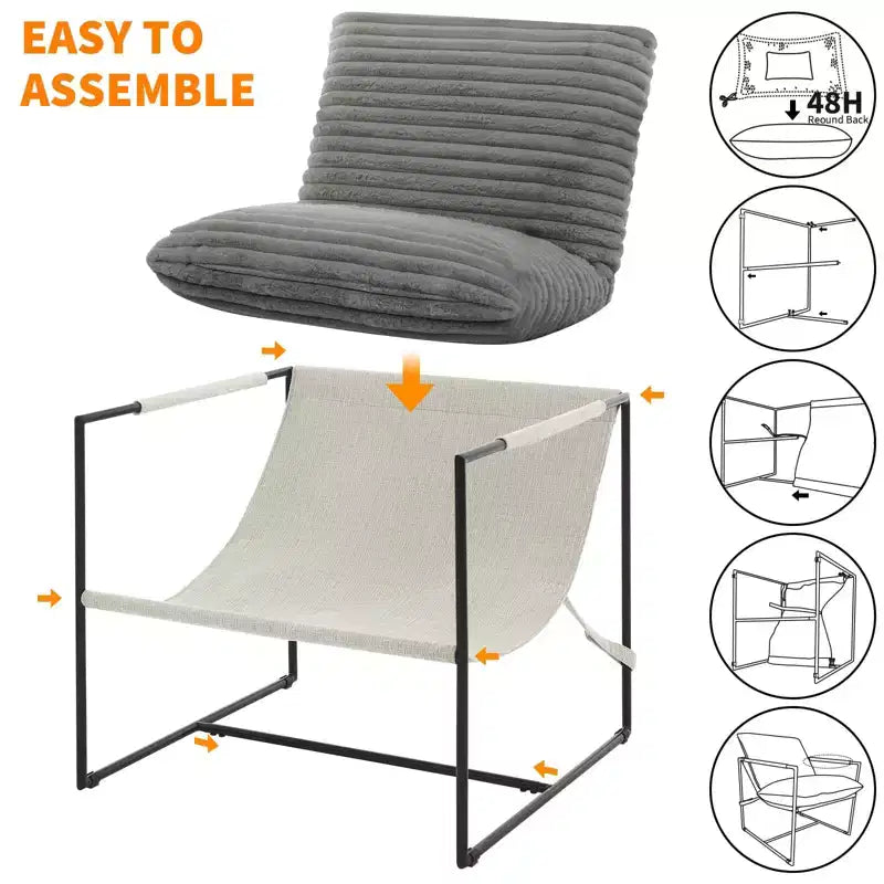Fauteuil de salon, Fauteuil d'appoint moderne du milieu du siècle, Fauteuil de lecture confortable avec coussin en mousse déchiquetée pour salles de lecture, chambres, balcon