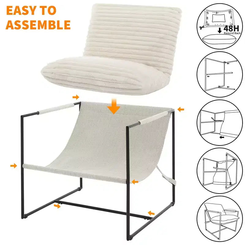 Fauteuil de salon, Fauteuil d'appoint moderne du milieu du siècle, Fauteuil de lecture confortable avec coussin en mousse déchiquetée pour salles de lecture, chambres, balcon