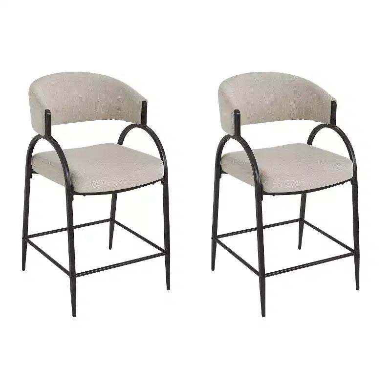 Christopher Knight Home Winslow Tabourets de comptoir modernes en métal rembourrés avec dossier incurvé (Lot de 2)