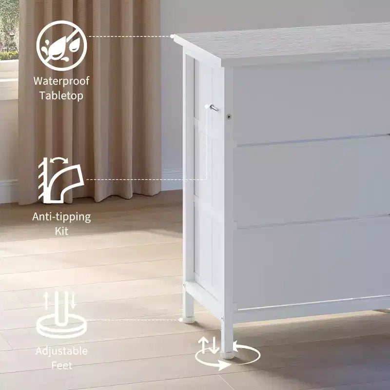 Meuble TV commode de 70 pouces pour téléviseurs de 65, 75, 80 pouces, grande commode de 13 tiroirs en tissu avec prises de courant et lumières LED pour chambre à coucher