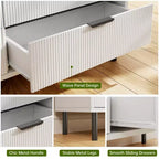 Commode Double 6 Tiroirs Cannelée avec Pieds et Poignées en Métal | Grande Commode en Bois Moderne, Design Anti-Basculement pour Chambre, Salon et Couloir