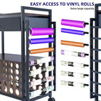 Support de rangement à roulettes pour travaux manuels, 47 emplacements, avec tiroir, support de rouleaux de vinyle et crochets pour machines Cricut et artisanat à domicile