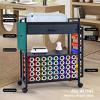 Support de rangement à roulettes pour travaux manuels, 47 emplacements, avec tiroir, support de rouleaux de vinyle et crochets pour machines Cricut et artisanat à domicile