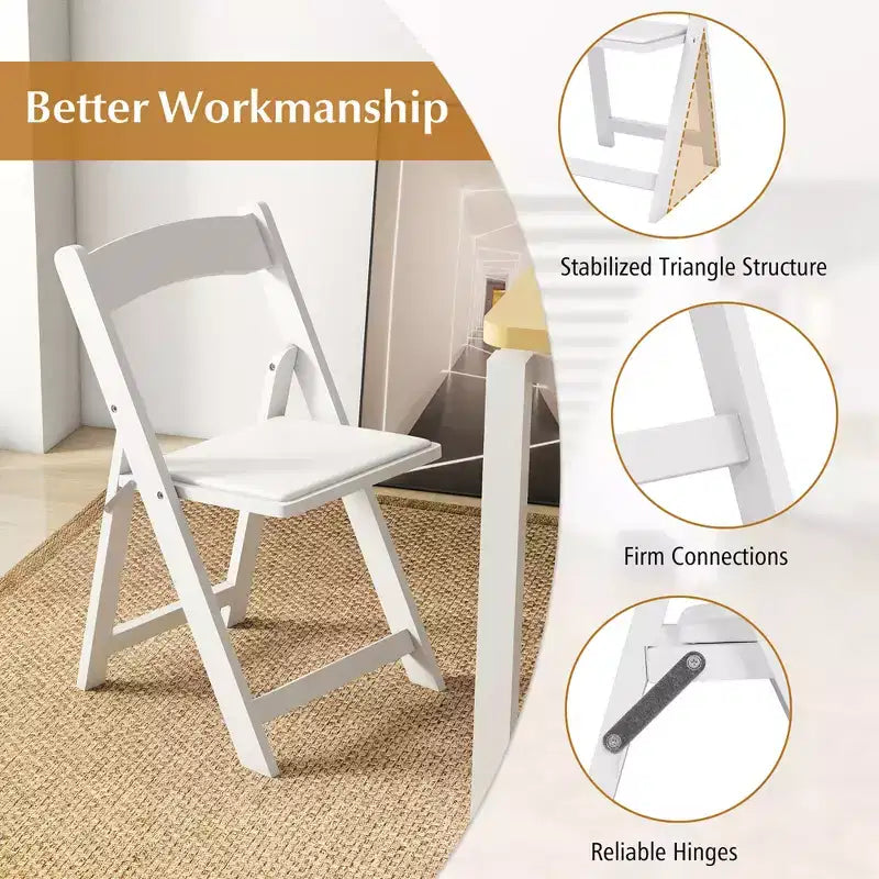 Costway Lot de 12 chaises de salle à manger avec pieds en bois d'hévéa et assise rembourrée pour la maison, le bureau, les événements - Blanc