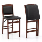 Costway Set of 2 Counter Height Chairs w/ Rubber Wood Legs Padded Seat & Backrest