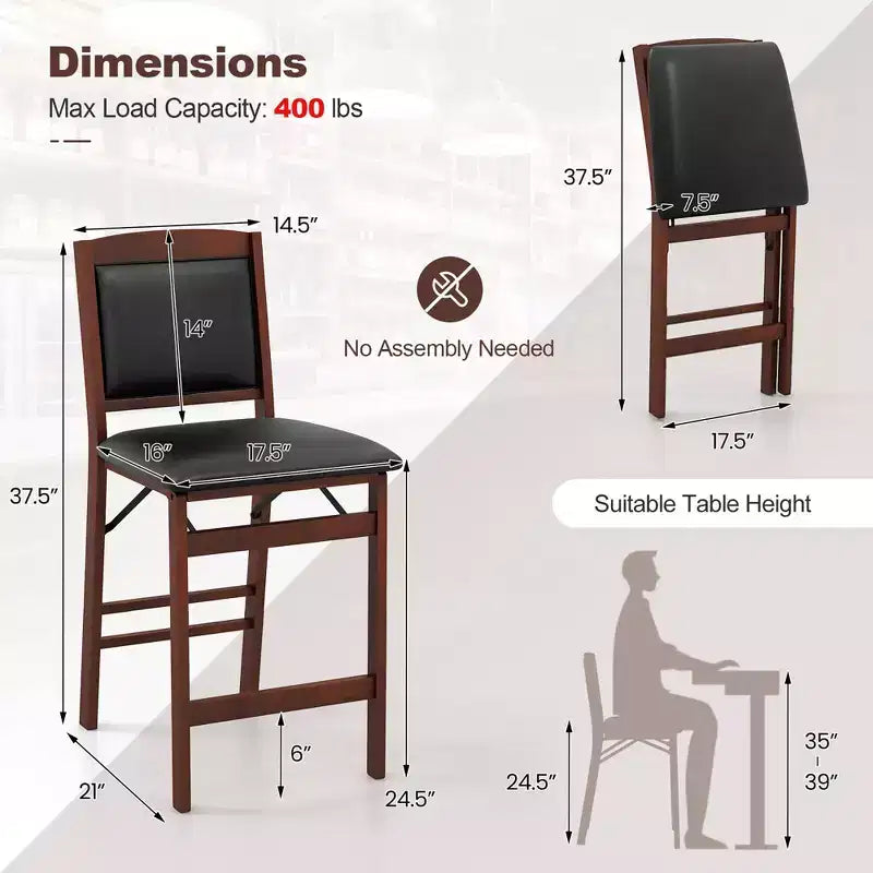 Lot de 2 Chaises de Bar Costway avec Pieds en Bois d'Hévéa et Assise & Dossier Rembourrés