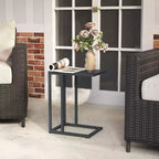 Costway Lot de 2 tables d'appoint en forme de C avec cadre en métal, tables de canapé pour petits espaces, modernes