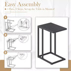 Costway Lot de 2 tables d'appoint en forme de C avec cadre en métal, tables de canapé pour petits espaces, modernes