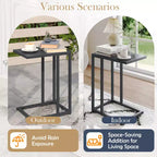 Costway Lot de 2 tables d'appoint en forme de C avec cadre en métal, tables de canapé pour petits espaces, modernes