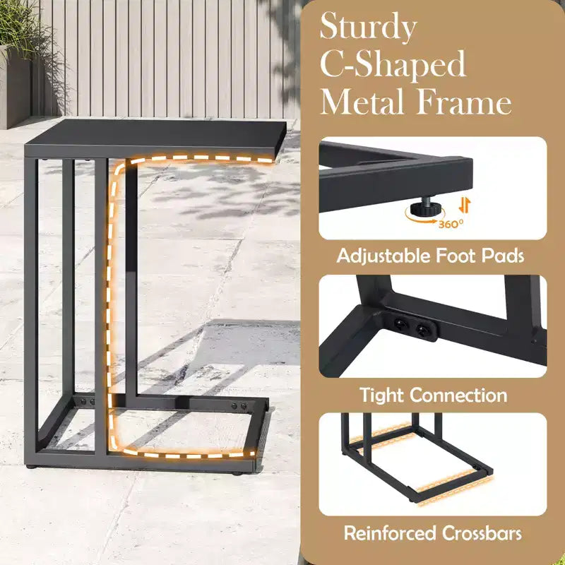 Costway Lot de 2 tables d'appoint en forme de C avec cadre en métal, tables de canapé pour petits espaces, modernes