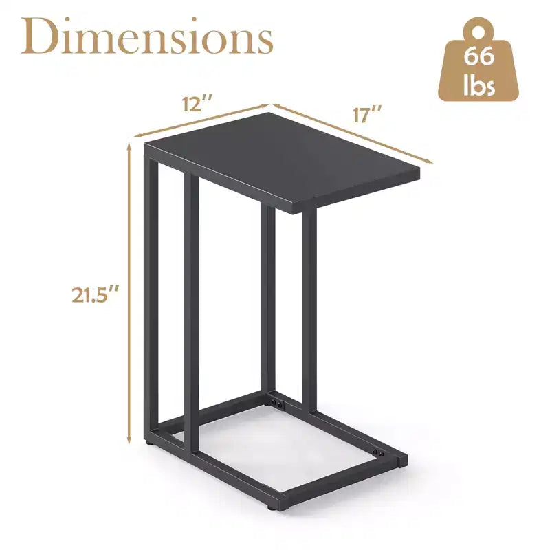 Costway Lot de 2 tables d'appoint en forme de C avec cadre en métal, tables de canapé pour petits espaces, modernes