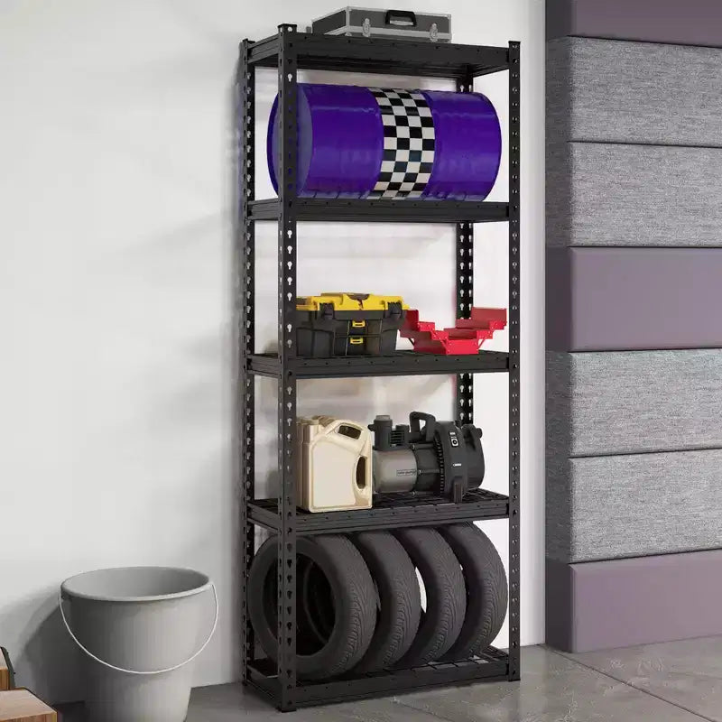 Lot de 2 étagères métalliques à 5 niveaux Costway, étagères de rangement robustes avec patins antidérapants
