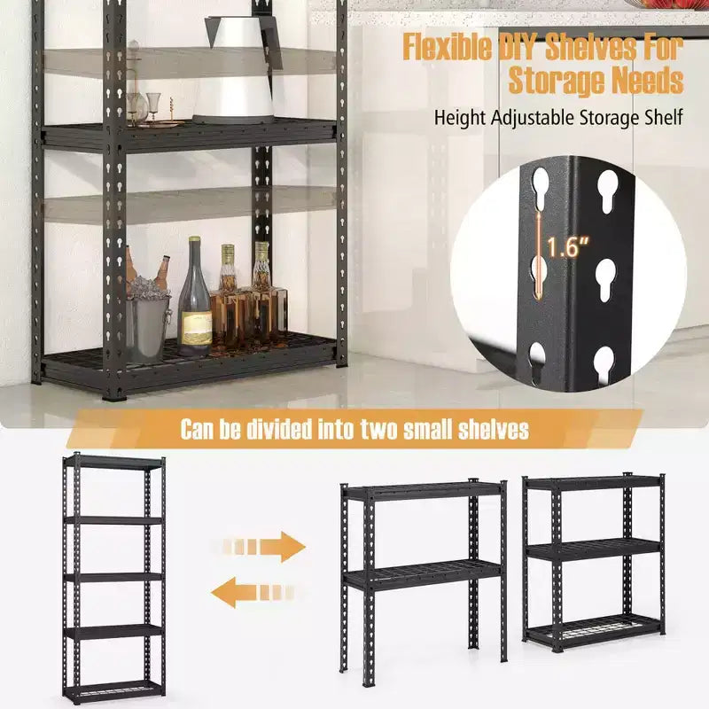 Lot de 2 étagères métalliques à 5 niveaux Costway, étagères de rangement robustes avec patins antidérapants