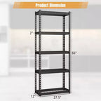 Lot de 2 étagères métalliques à 5 niveaux Costway, étagères de rangement robustes avec patins antidérapants