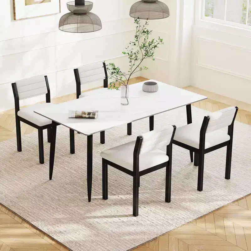 Costway Lot de 2 chaises de salle à manger en imitation peau de mouton, chaises de cuisine rembourrées avec structure en bois, Blanc