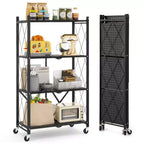 Costway 4-tier Foldable Storage Shelving Unit w/4 Universal Wheels for Kitchen Study