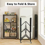 Étagère de rangement pliante Costway à 4 niveaux avec 4 roulettes universelles pour cuisine et bureau