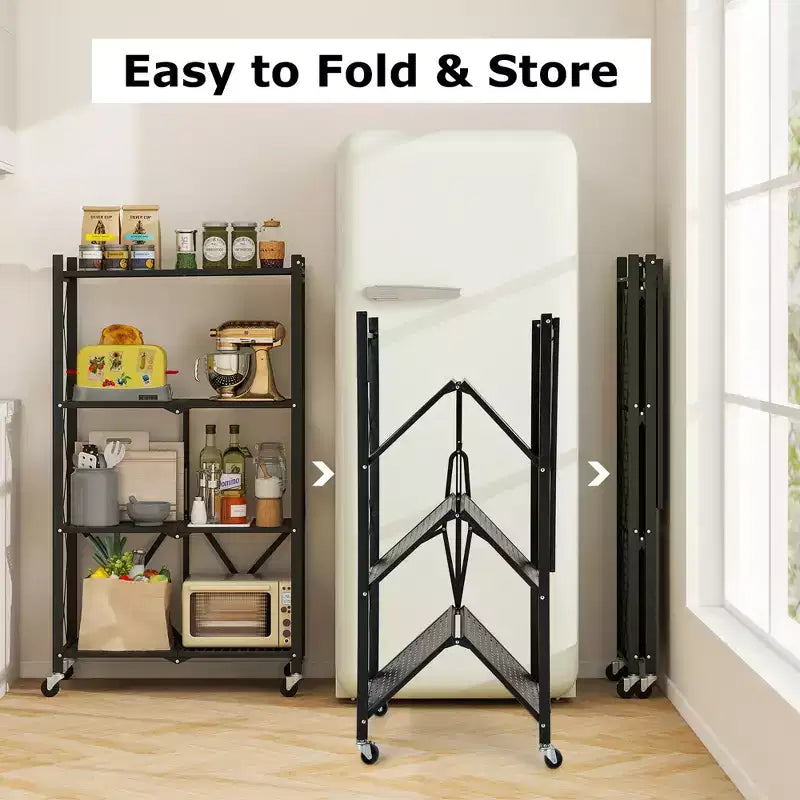 Étagère de rangement pliante Costway à 4 niveaux avec 4 roulettes universelles pour cuisine et bureau