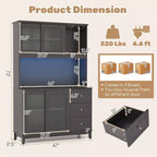 Meuble de rangement de cuisine Costway, armoire de cuisine avec lumières LED et prise de courant, marron foncé