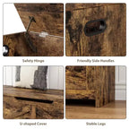 Banc de rangement en bois avec charnières de sécurité, grand banc à chaussures pour l'entrée, le salon et la chambre, montage facile