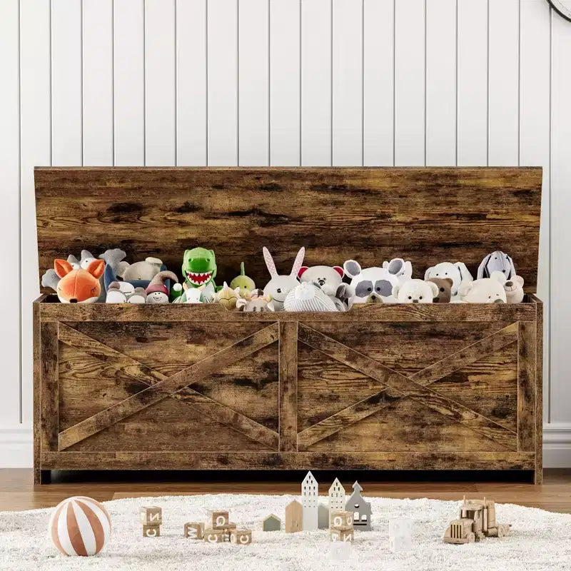 Banc de rangement en bois avec charnières de sécurité, grand banc à chaussures pour l'entrée, le salon et la chambre, montage facile