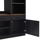 Meuble TV mural avec pont pour téléviseur de 70 pouces, grand meuble console multimédia du milieu du siècle avec bibliothèque et étagères réglables