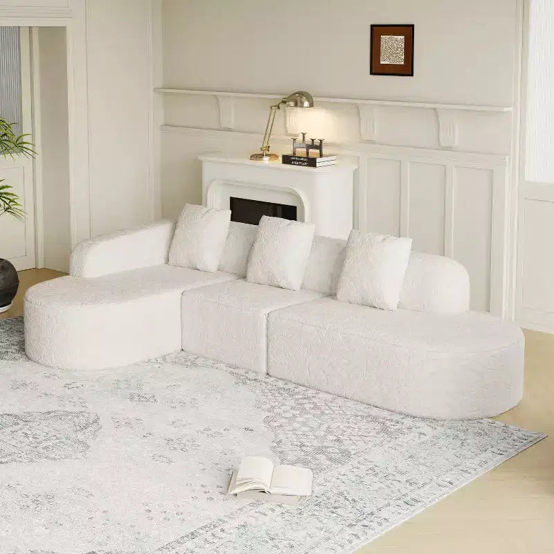 Canapé modulaire incurvé en tissu en forme de L GDFStudio Lenhart avec méridienne extra-large